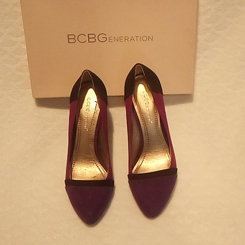 BCBG THEO Black Fushia purple heel 7.5